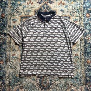 Vintage Christopher Rand Striped Patterned Polo Shirt Large